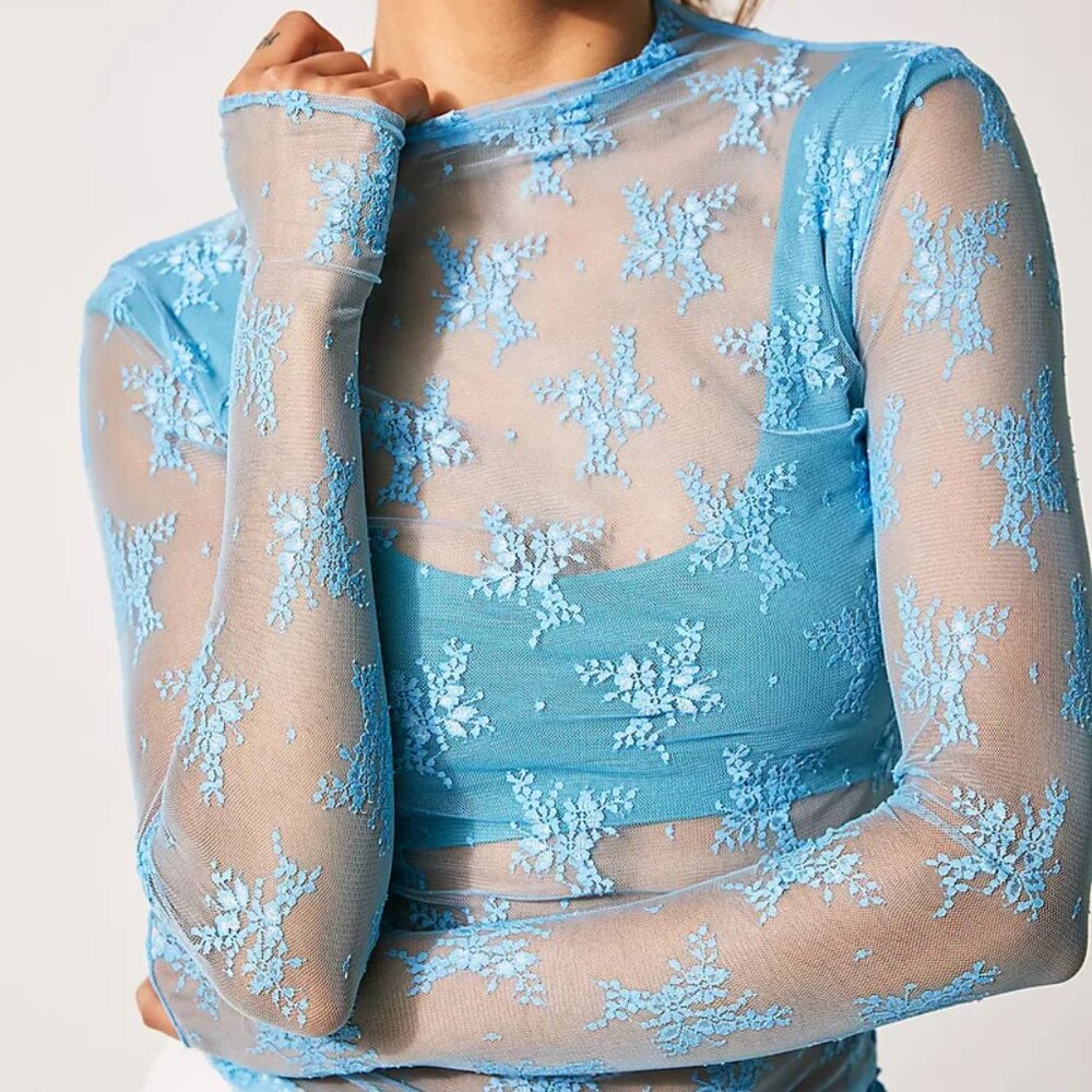 Free People Lady Lux Layering Top Light Blue XS | Worn Once